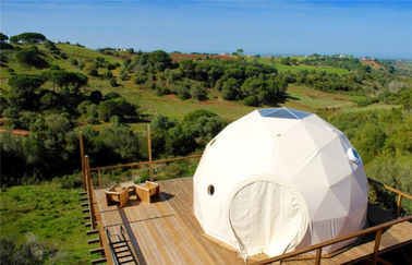 7m Geodesic Glamping Dome Tent Hotel Penutup PVC Dengan Fasilitas Insulasi